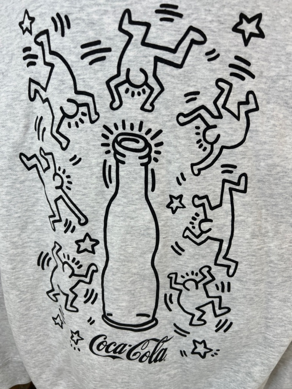 Vintage Keith Haring Coca-Cola Gray Sweatshirt Red Logo & Graphics Sz. XL